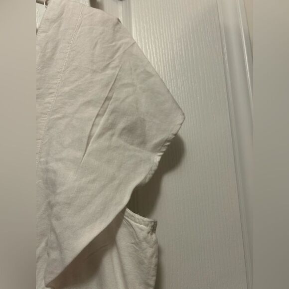 A.n.a Linen white button up dress Women’s Large Lined flutter sleeve New - Picture 12 of 15